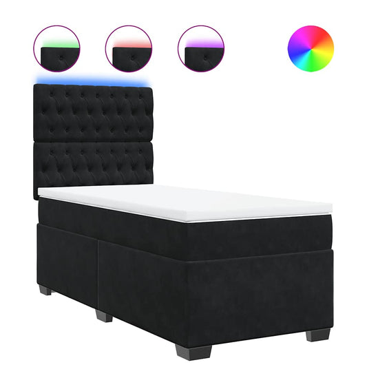vidaXL Κρεβάτι Boxspring με Στρώμα Μαύρο 80 x 200 εκ. Βελούδινο