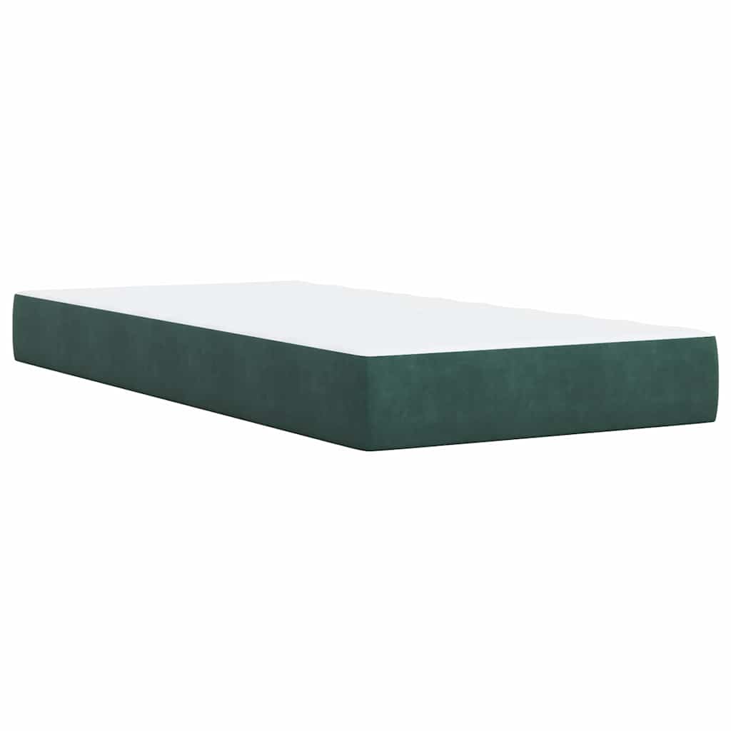 vidaXL Κρεβάτι Boxspring με Στρώμα Σκούρο Πράσινο 80x200 εκ. Βελούδινο