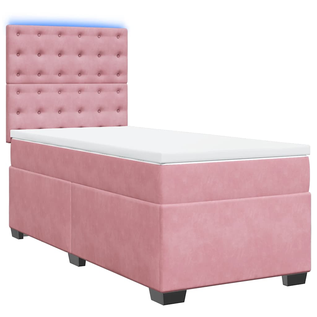 vidaXL Κρεβάτι Boxspring με Στρώμα Ροζ 80 x 200 εκ. Βελούδινο