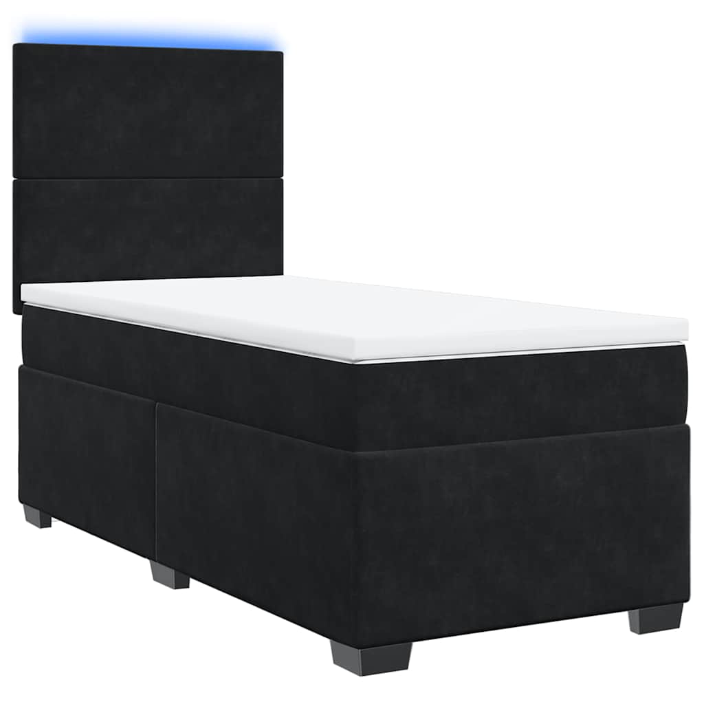 vidaXL Κρεβάτι Boxspring με Στρώμα Μαύρο 90x190 εκ. Βελούδινο