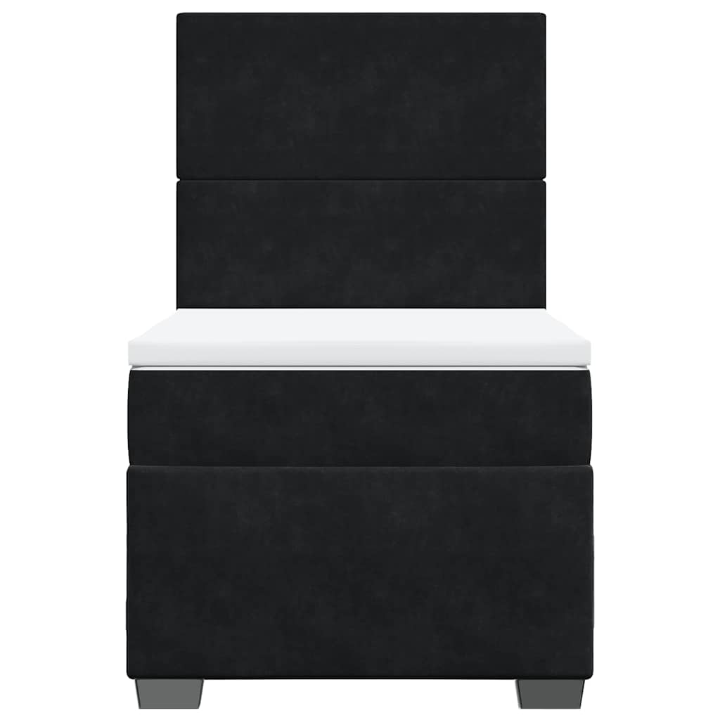 vidaXL Κρεβάτι Boxspring με Στρώμα Μαύρο 90x190 εκ. Βελούδινο