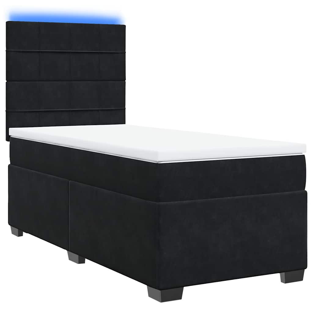 vidaXL Κρεβάτι Boxspring με Στρώμα Μαύρο 90x190 εκ. Βελούδινο
