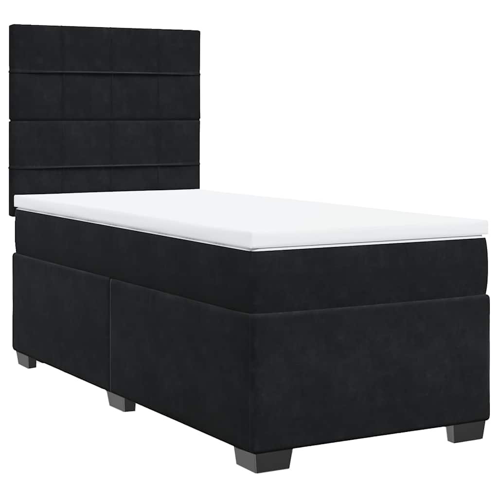 vidaXL Κρεβάτι Boxspring με Στρώμα Μαύρο 90x190 εκ. Βελούδινο