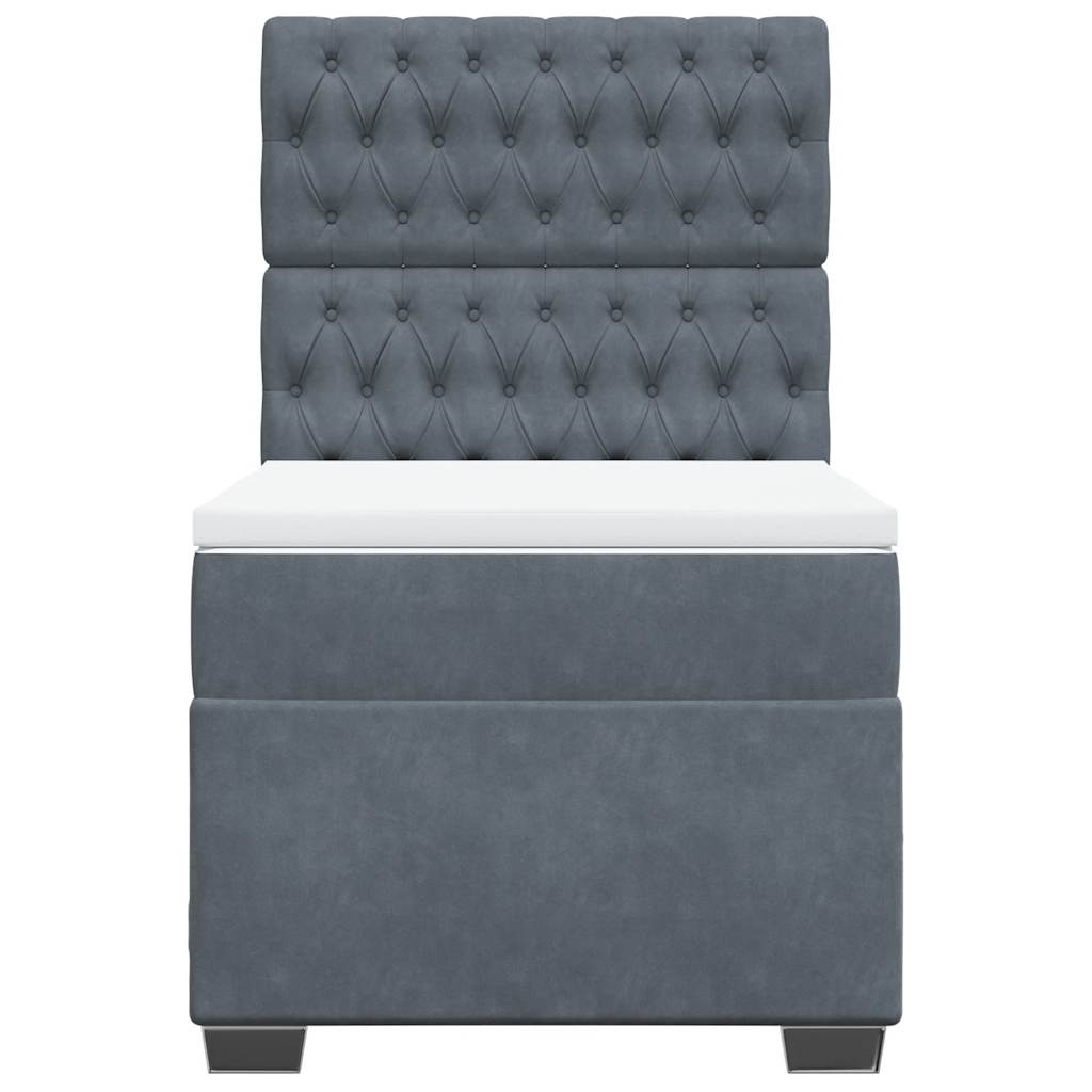 vidaXL Κρεβάτι Boxspring με Στρώμα Σκούρο Γκρι 90x190 εκ. Βελούδινο