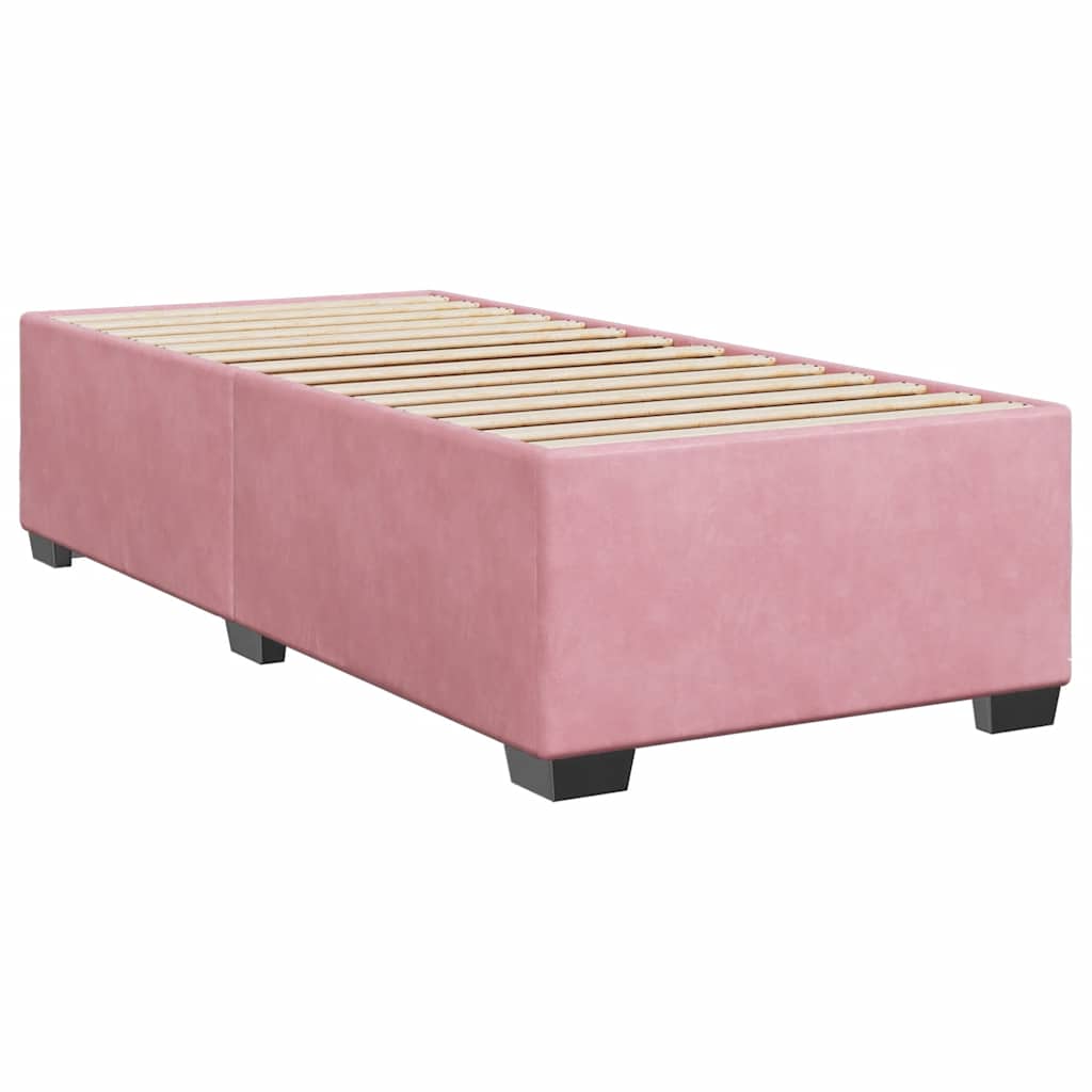 vidaXL Κρεβάτι Boxspring με Στρώμα Ροζ 90x190 εκ. Βελούδινο
