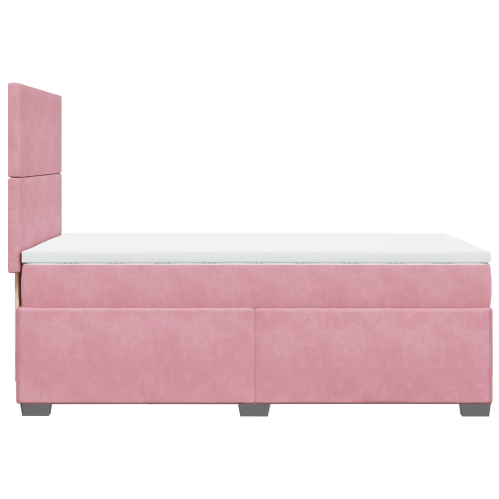 vidaXL Κρεβάτι Boxspring με Στρώμα Ροζ 90x200 εκ. Βελούδινο