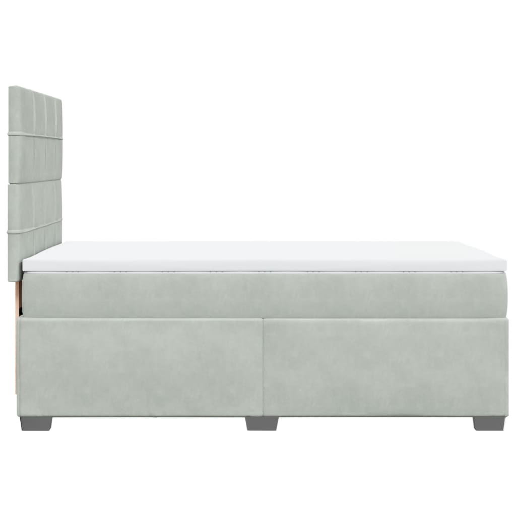 vidaXL Κρεβάτι Boxspring με Στρώμα Ανοιχτό Γκρι 90x200 εκ. Βελούδινο