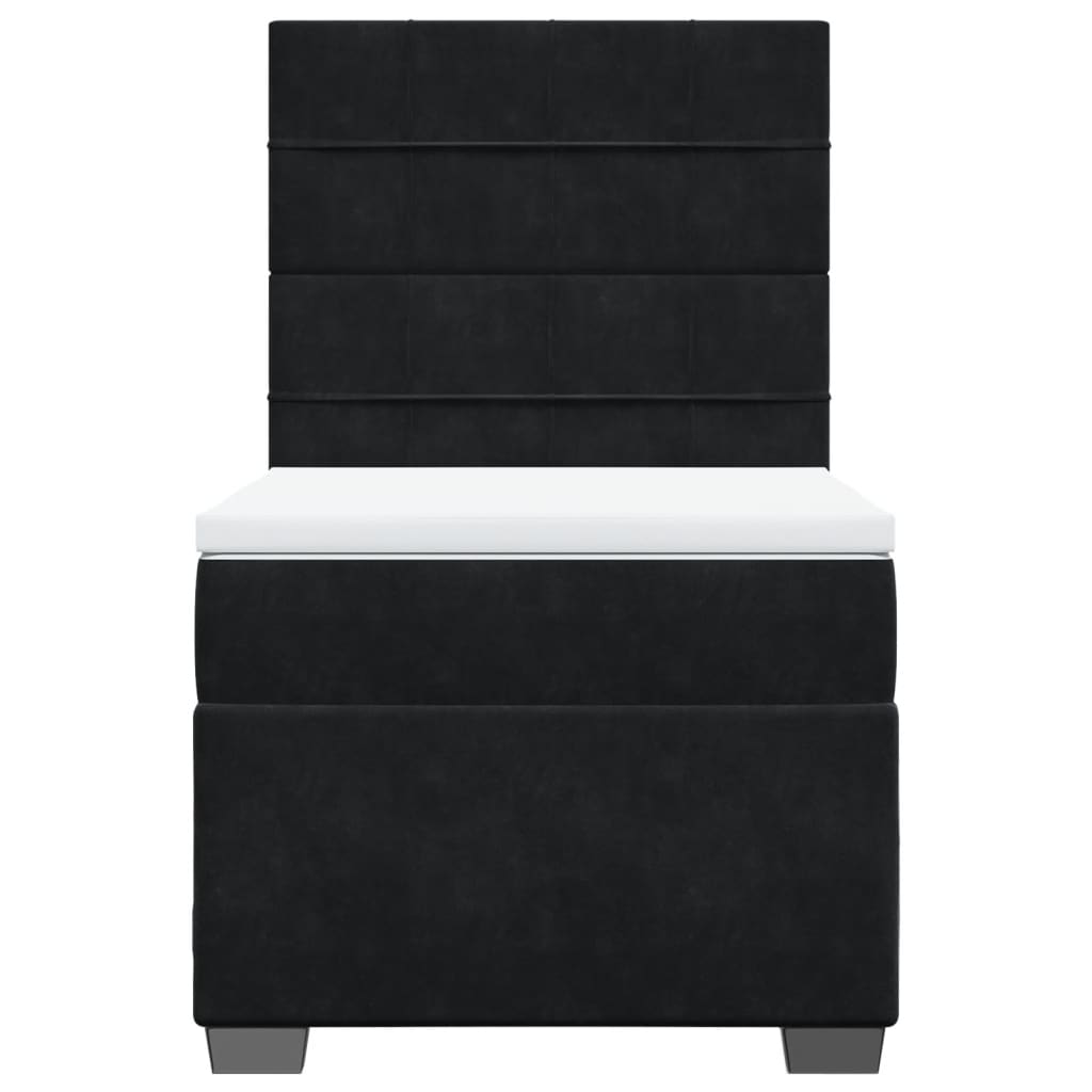 vidaXL Κρεβάτι Boxspring με Στρώμα Μαύρο 90x200 εκ. Βελούδινο