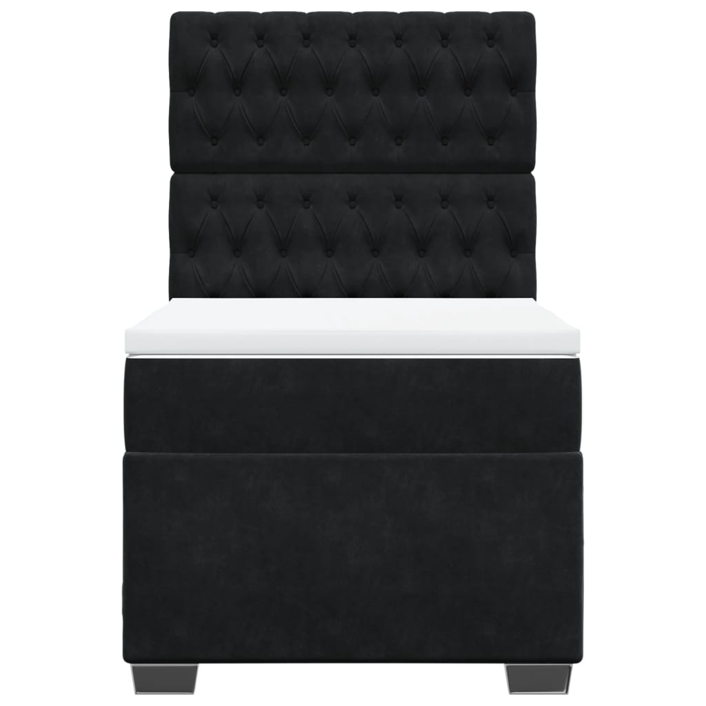 vidaXL Κρεβάτι Boxspring με Στρώμα Μαύρο 90x200 εκ. Βελούδινο