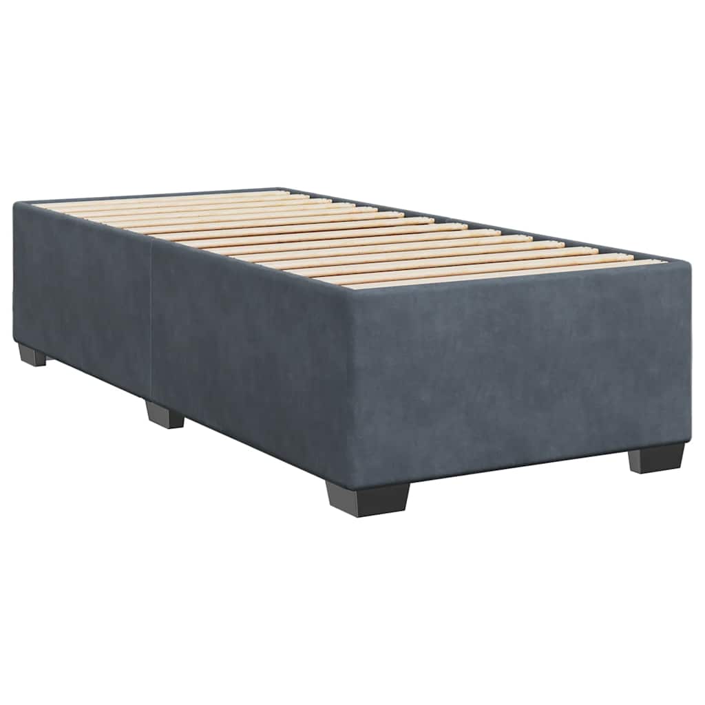 vidaXL Κρεβάτι Boxspring με Στρώμα Σκούρο Γκρι 90x200 εκ. Βελούδινο