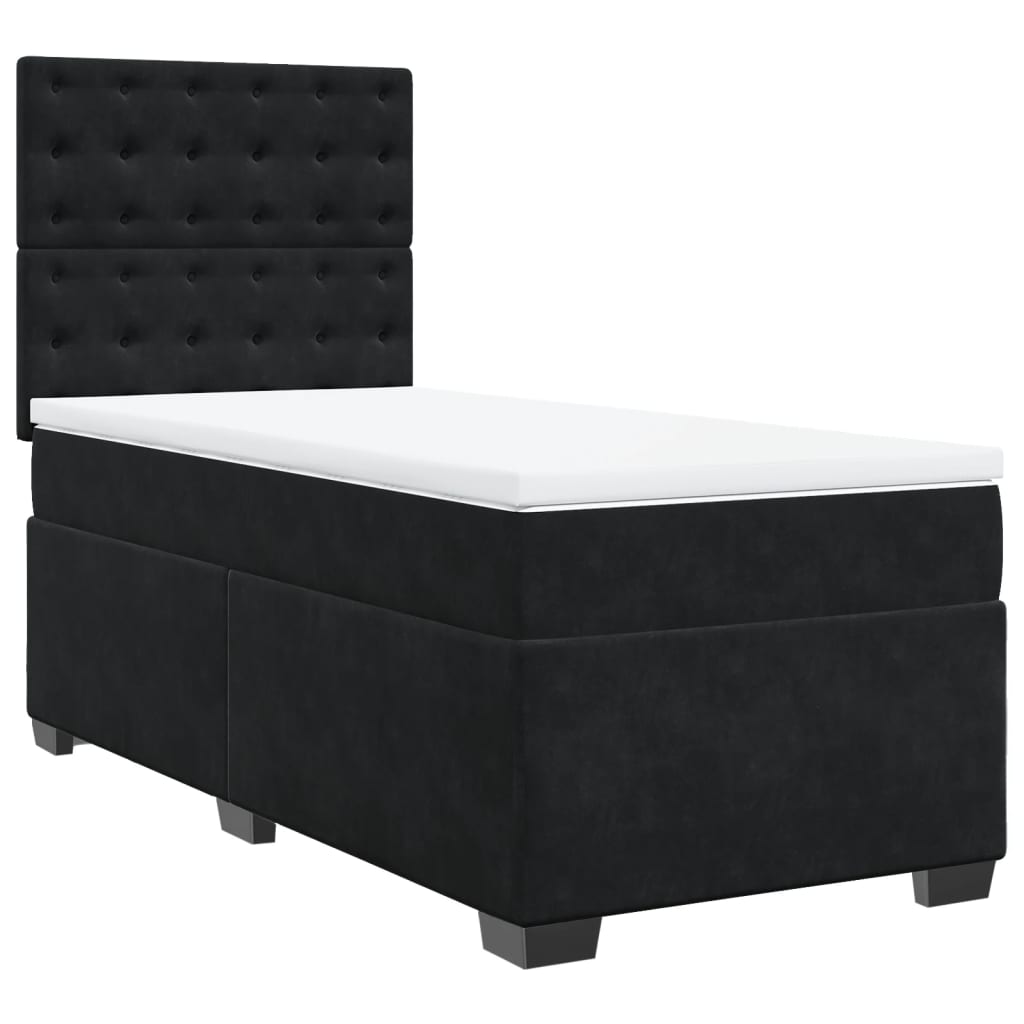 vidaXL Κρεβάτι Boxspring με Στρώμα Μαύρο 90x200 εκ. Βελούδινο