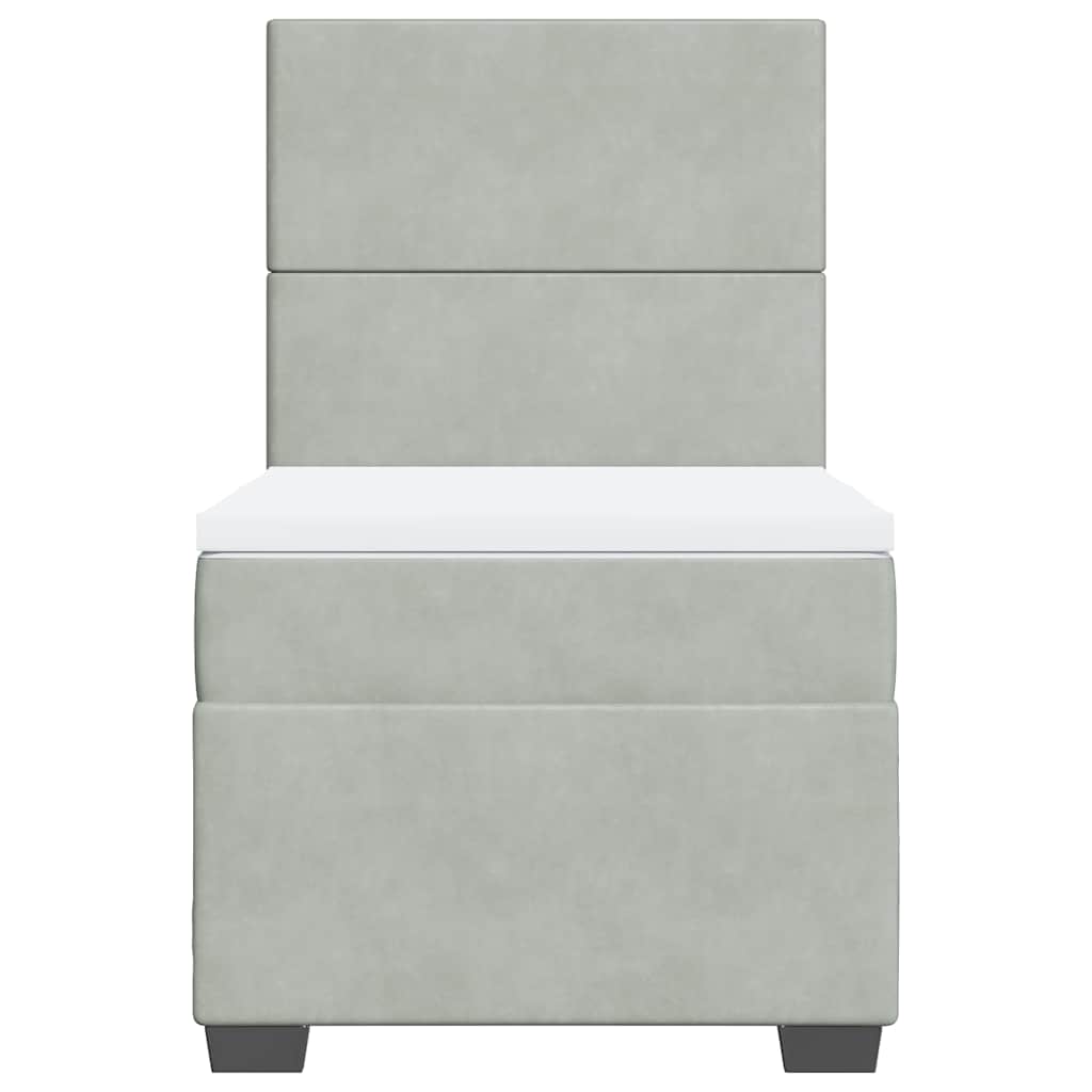 vidaXL Κρεβάτι Boxspring με Στρώμα Ανοιχτό Γκρι 100x200 εκ. Βελούδινο