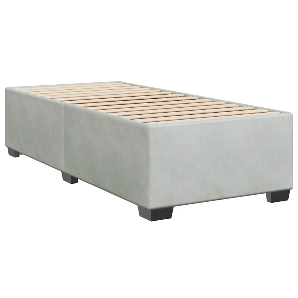 vidaXL Κρεβάτι Boxspring με Στρώμα Ανοιχτό Γκρι 100x200 εκ. Βελούδινο