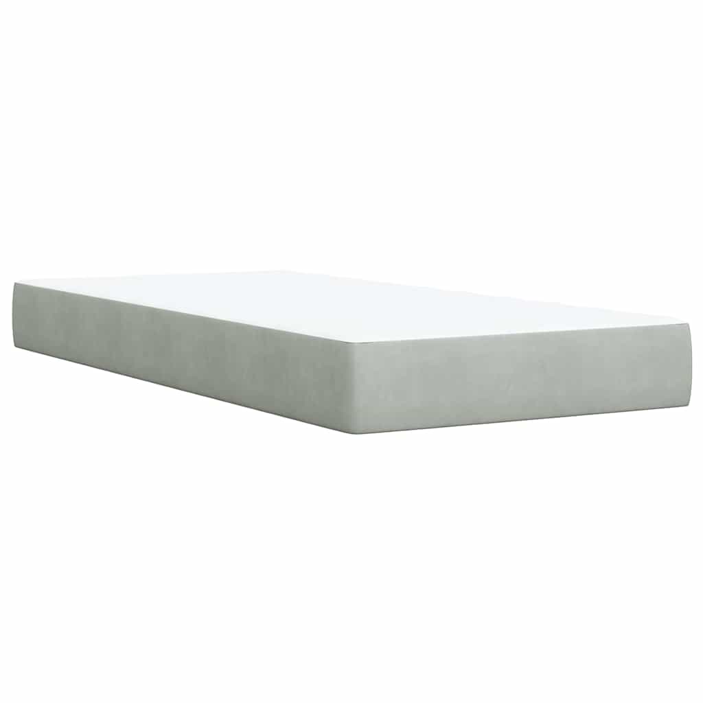 vidaXL Κρεβάτι Boxspring με Στρώμα Ανοιχτό Γκρι 100x200 εκ. Βελούδινο