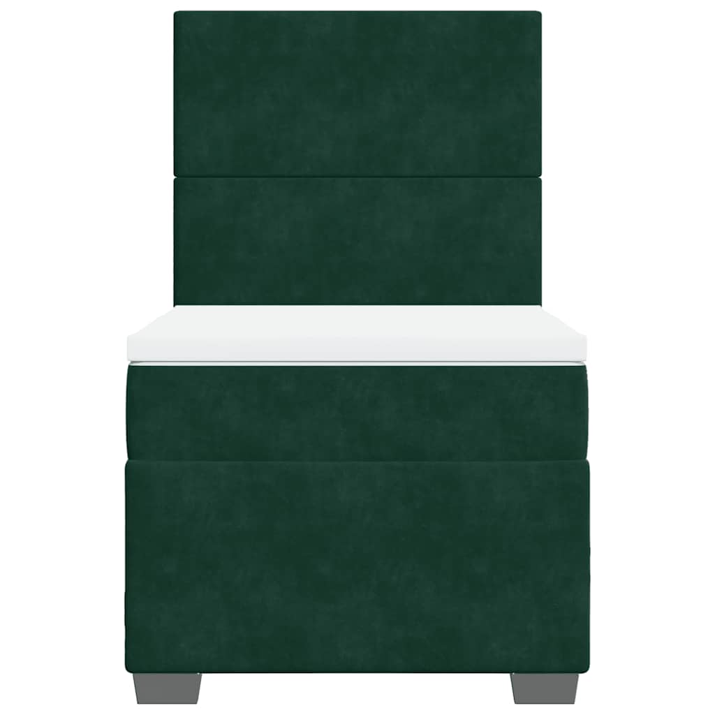 vidaXL Κρεβάτι Boxspring με Στρώμα Σκούρο Πράσινο 100x200εκ. Βελούδινο