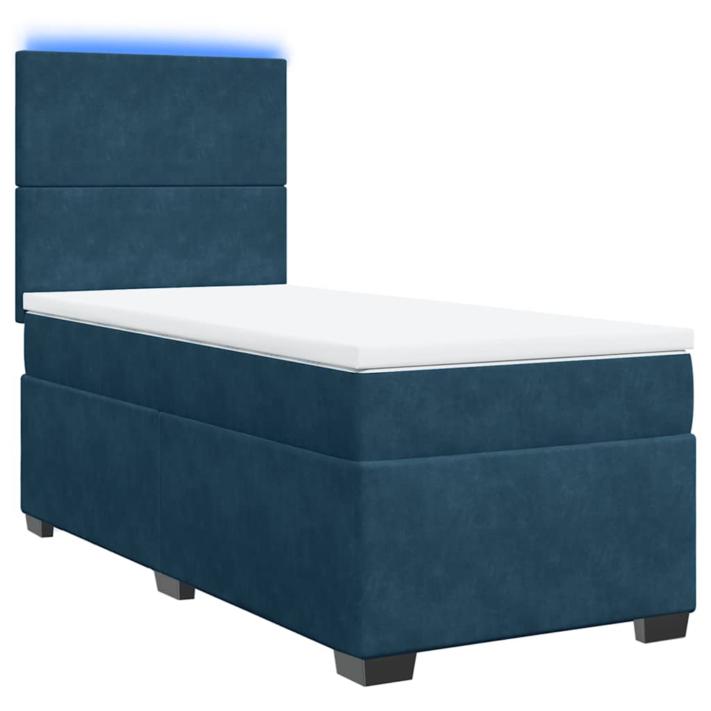 vidaXL Κρεβάτι Boxspring με Στρώμα Μπλε 100x200 εκ. Βελούδινο