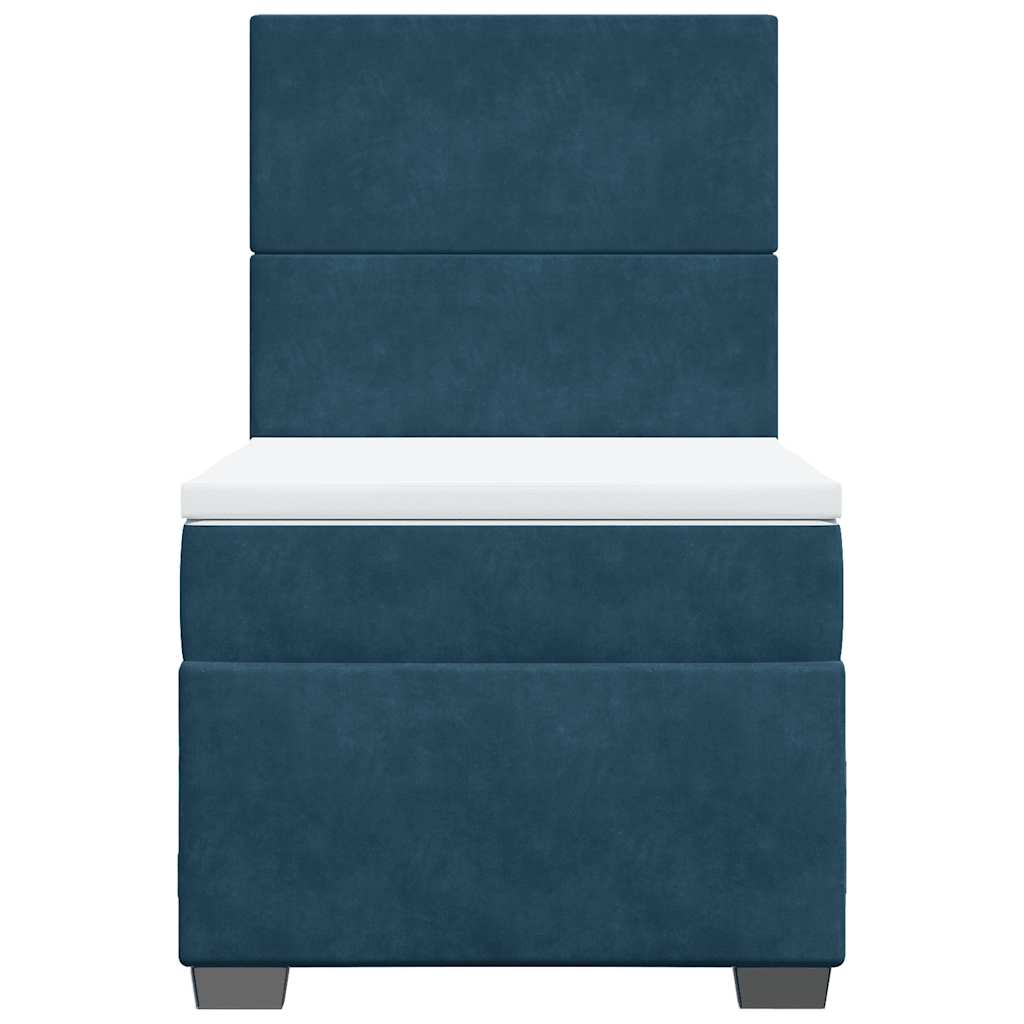 vidaXL Κρεβάτι Boxspring με Στρώμα Μπλε 100x200 εκ. Βελούδινο