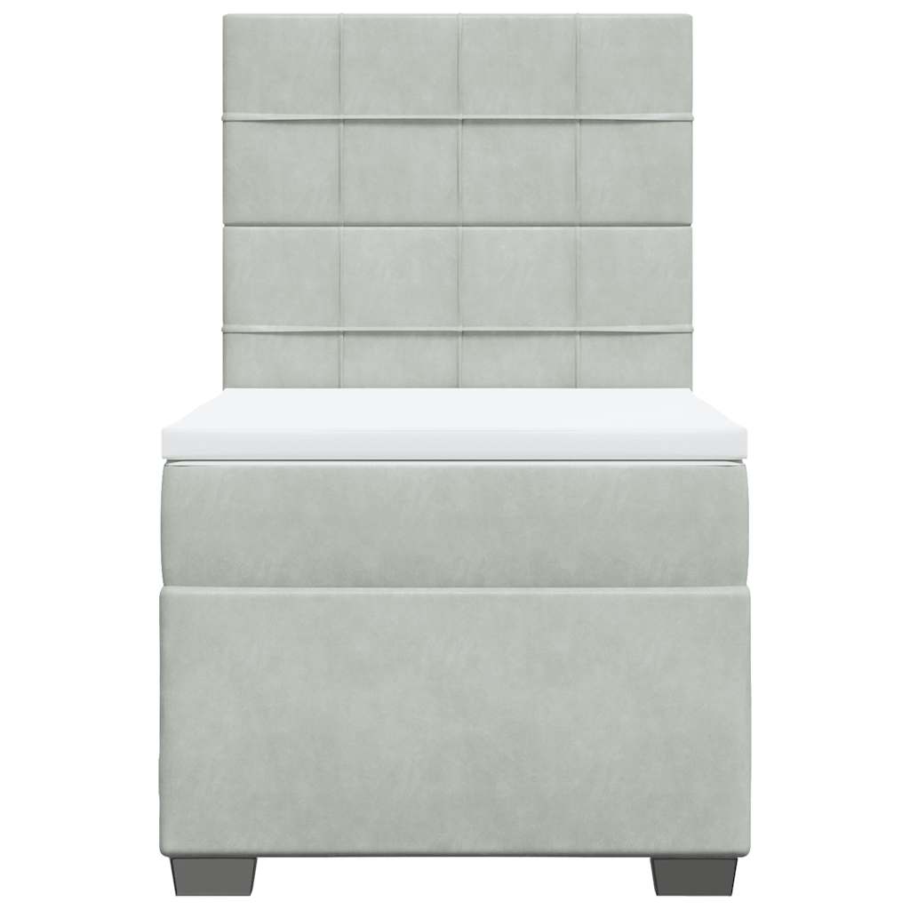 vidaXL Κρεβάτι Boxspring με Στρώμα Ανοιχτό Γκρι 100x200 εκ. Βελούδινο