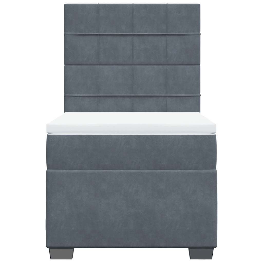 vidaXL Κρεβάτι Boxspring με Στρώμα Σκούρο Γκρι 100x200 εκ. Βελούδινο