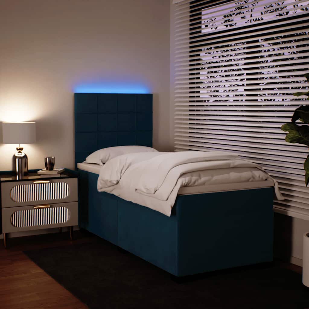 vidaXL Κρεβάτι Boxspring με Στρώμα Μπλε 100x200 εκ. Βελούδινο