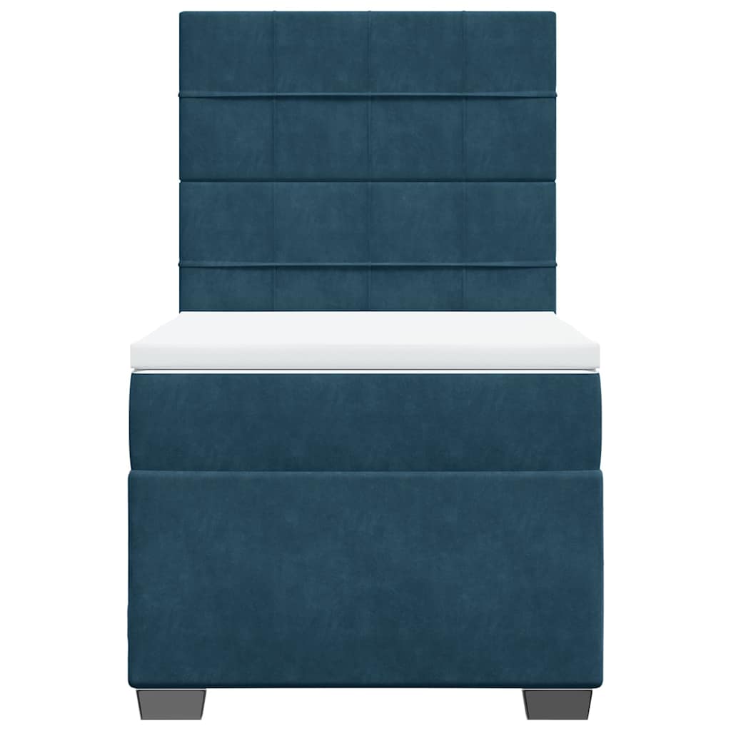 vidaXL Κρεβάτι Boxspring με Στρώμα Μπλε 100x200 εκ. Βελούδινο