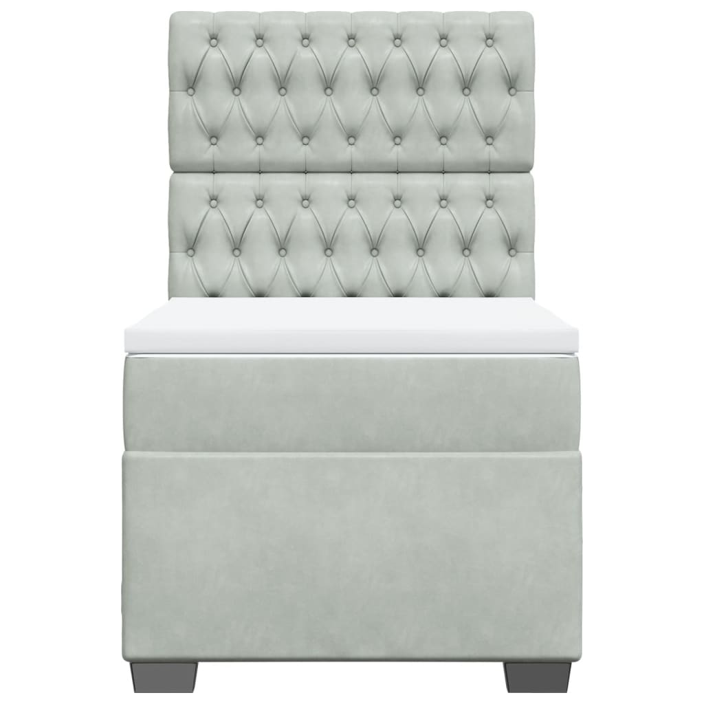 vidaXL Κρεβάτι Boxspring με Στρώμα Ανοιχτό Γκρι 100x200 εκ. Βελούδινο