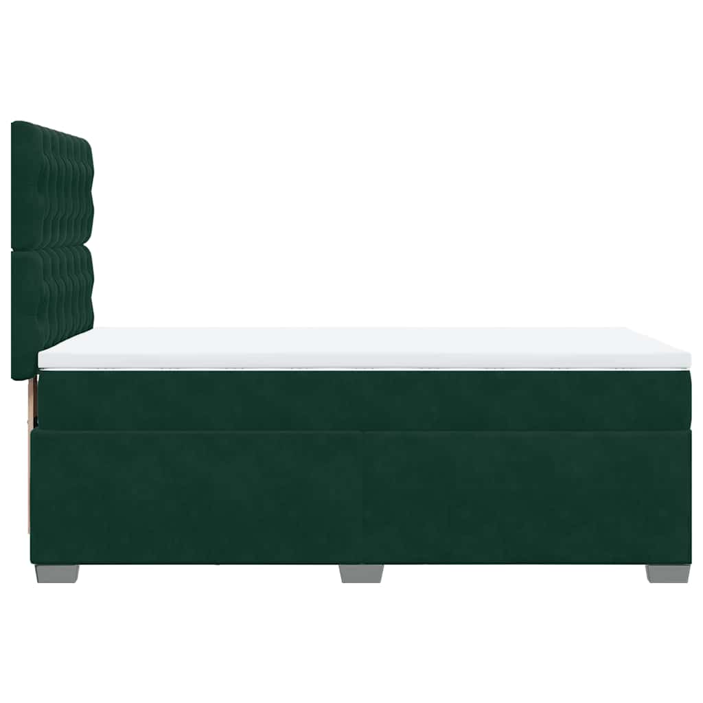 vidaXL Κρεβάτι Boxspring με Στρώμα Σκούρο Πράσινο 100x200εκ. Βελούδινο