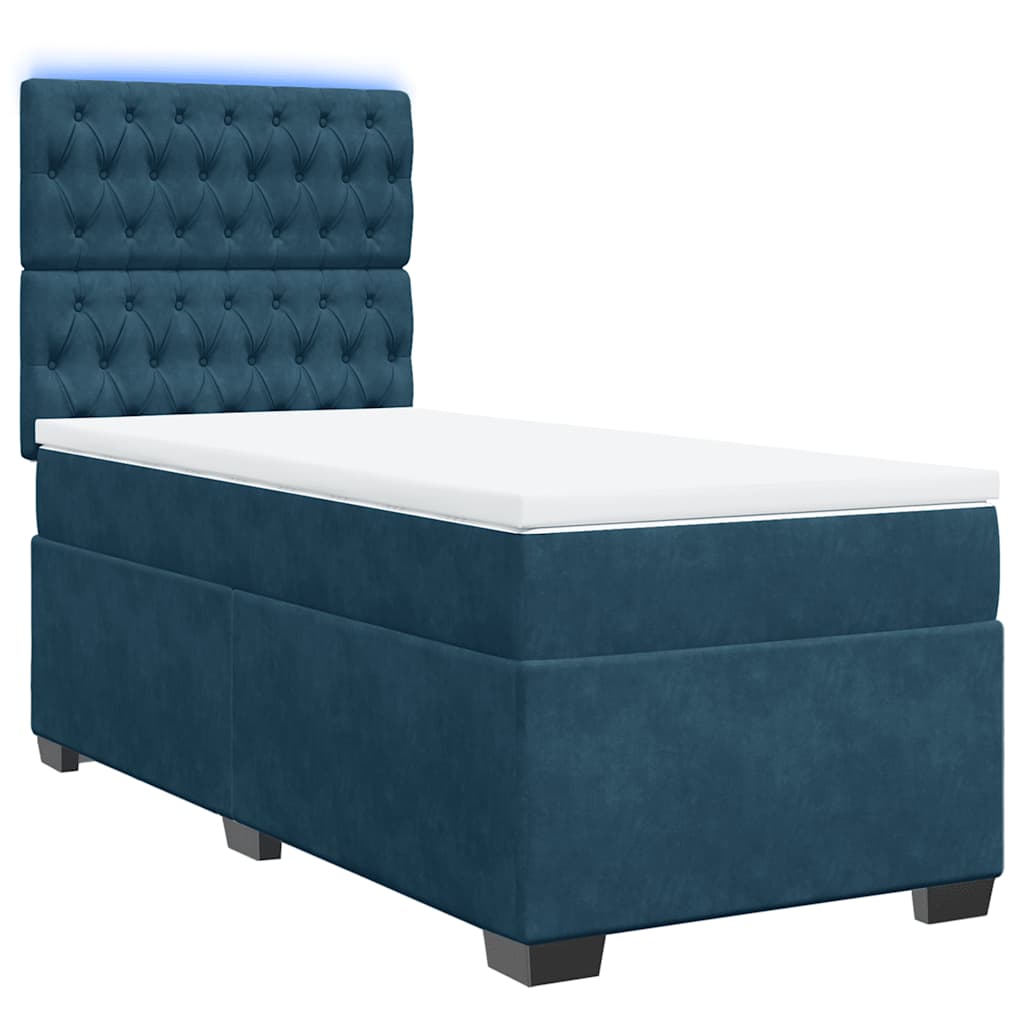 vidaXL Κρεβάτι Boxspring με Στρώμα Μπλε 100x200 εκ. Βελούδινο