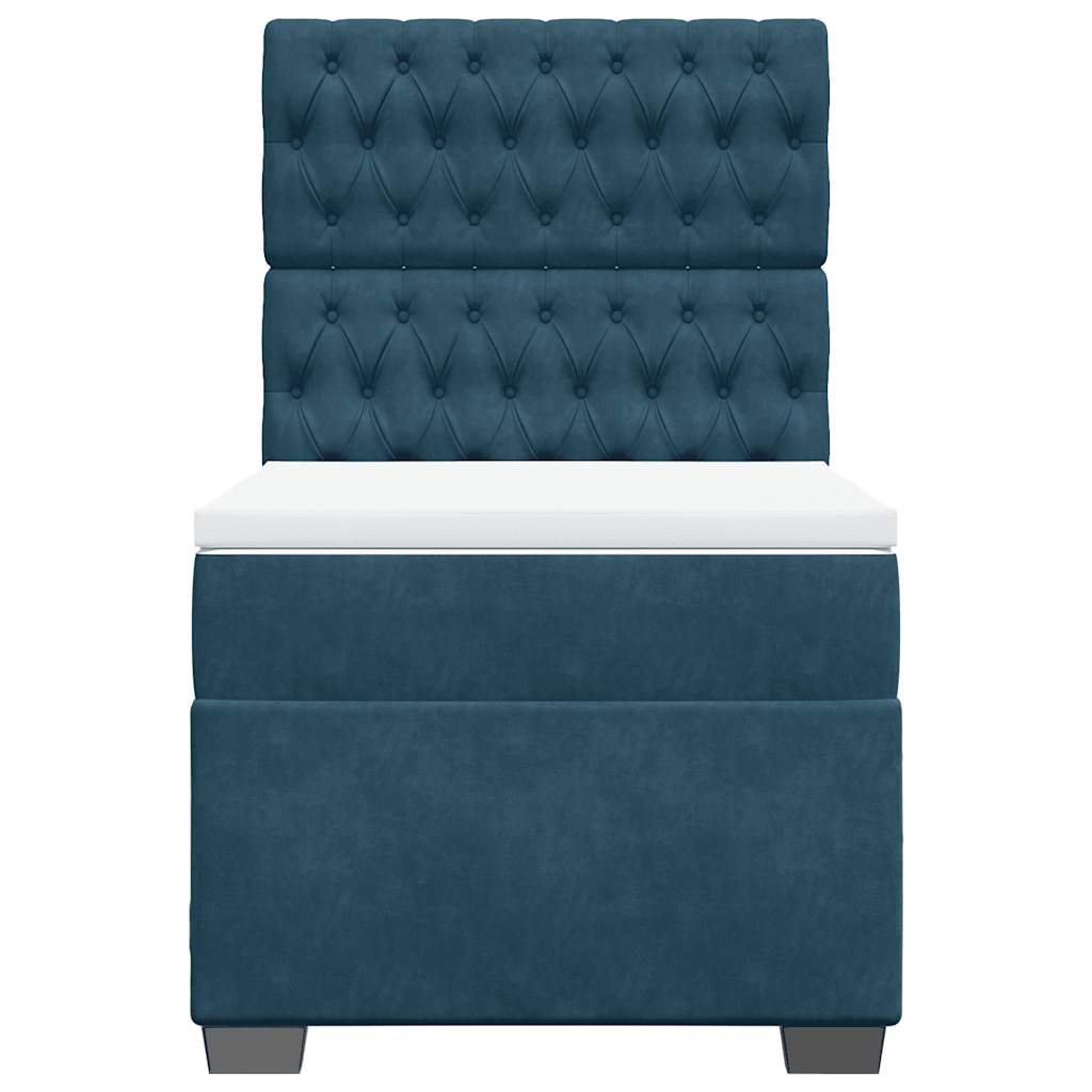 vidaXL Κρεβάτι Boxspring με Στρώμα Μπλε 100x200 εκ. Βελούδινο