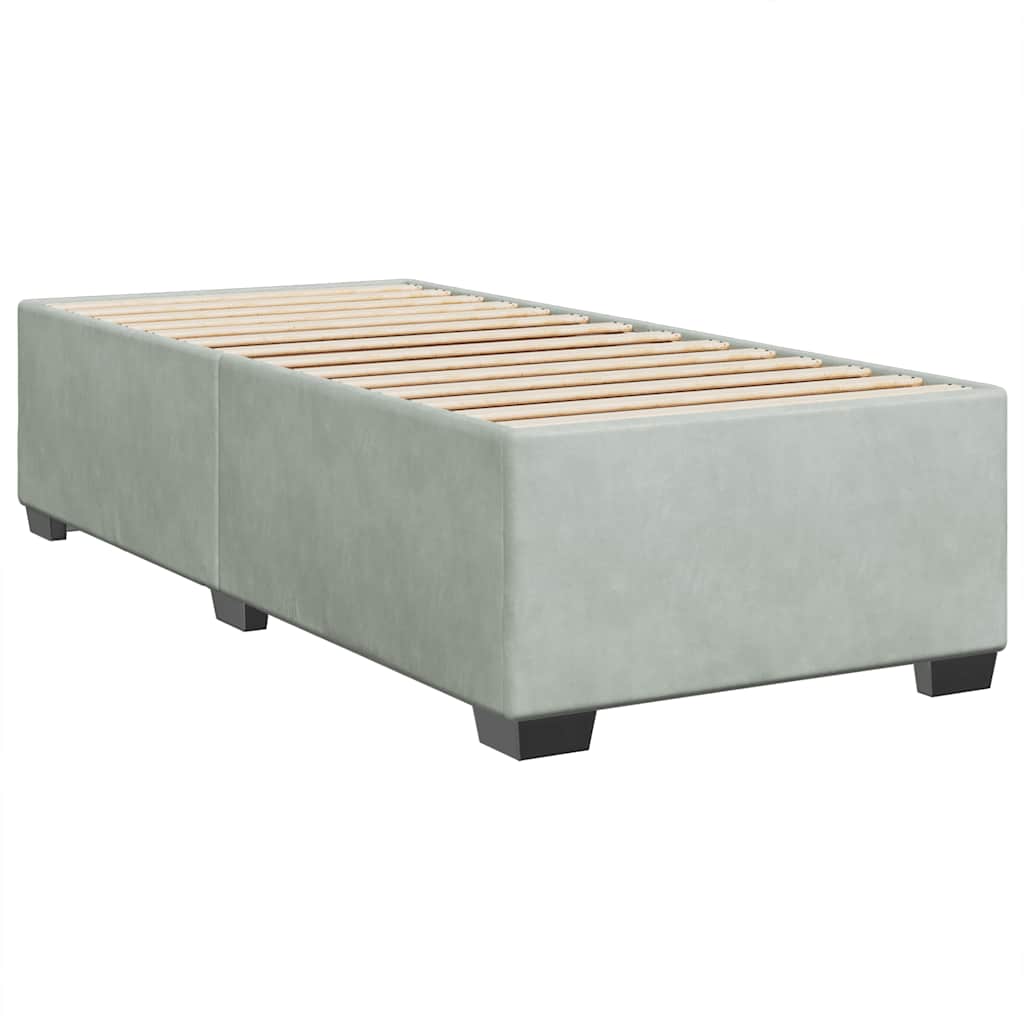 vidaXL Κρεβάτι Boxspring με Στρώμα Ανοιχτό Γκρι 100x200 εκ. Βελούδινο