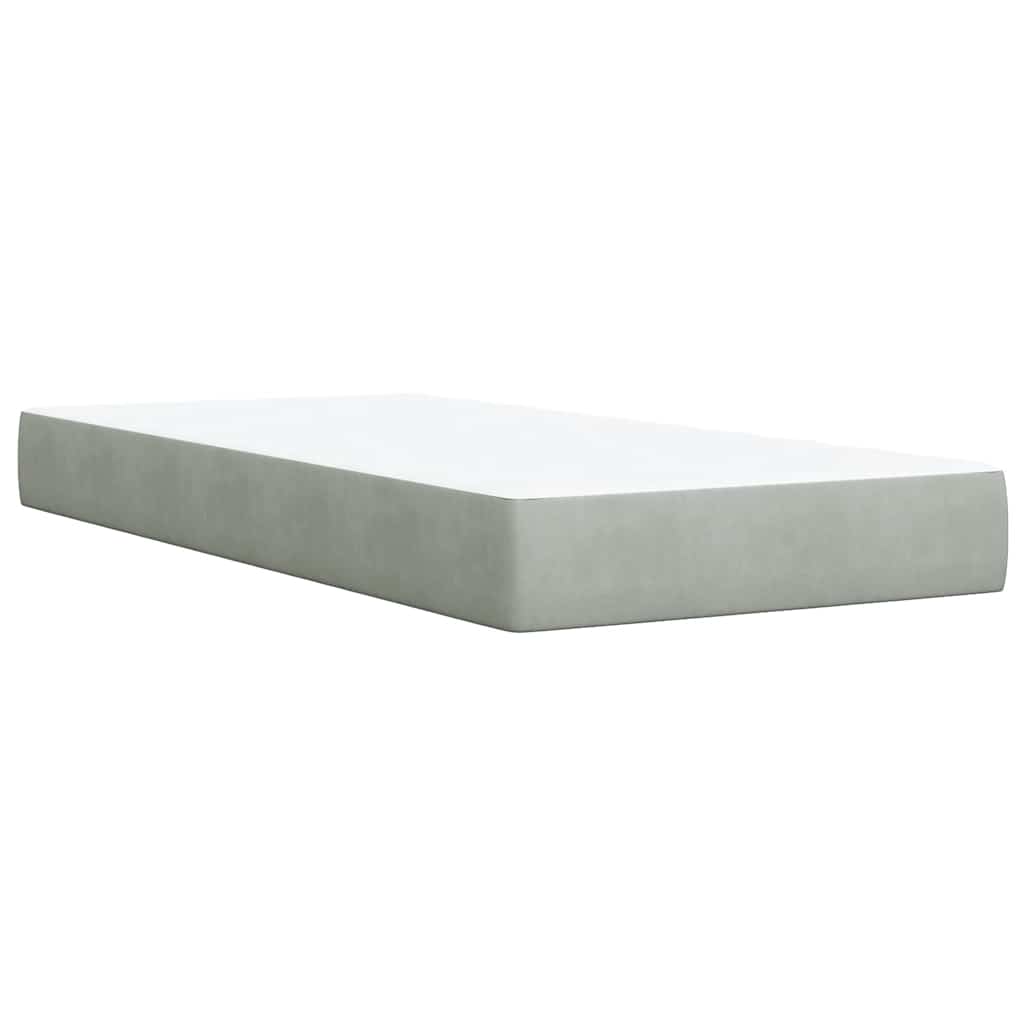 vidaXL Κρεβάτι Boxspring με Στρώμα Ανοιχτό Γκρι 100x200 εκ. Βελούδινο