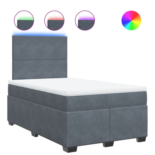 vidaXL Κρεβάτι Boxspring με Στρώμα Σκούρο Γκρι 120x190 εκ. Βελούδινο