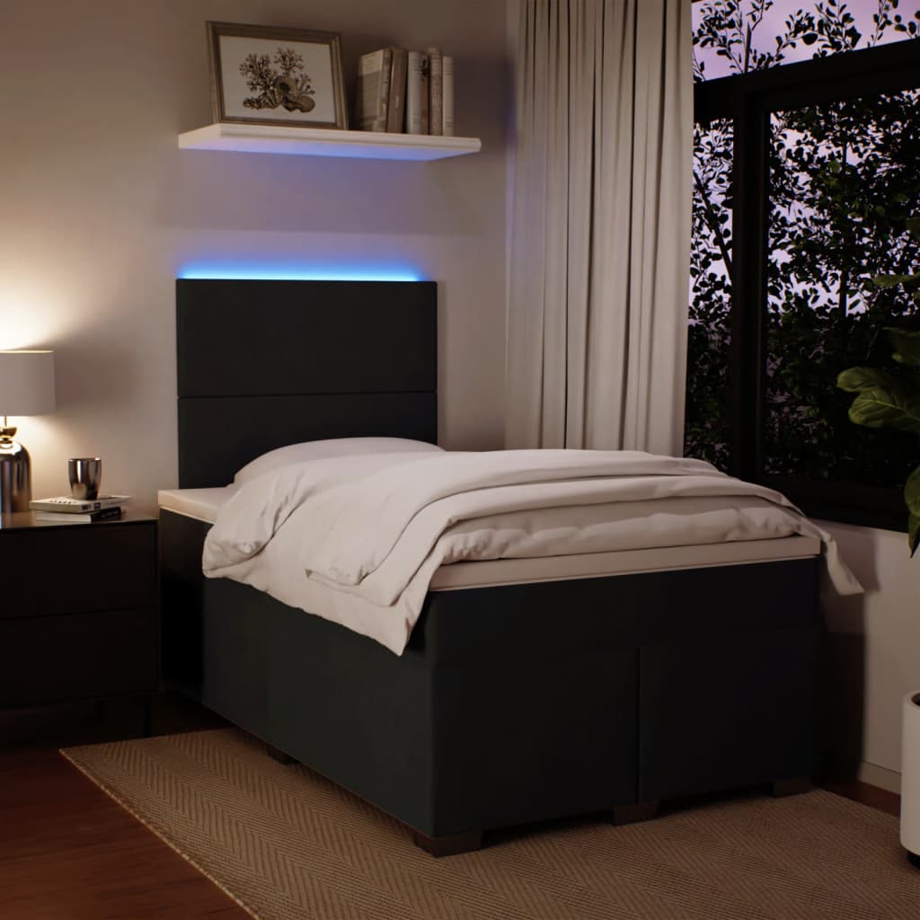 vidaXL Κρεβάτι Boxspring με Στρώμα Μαύρο 120x190 εκ. Βελούδινο