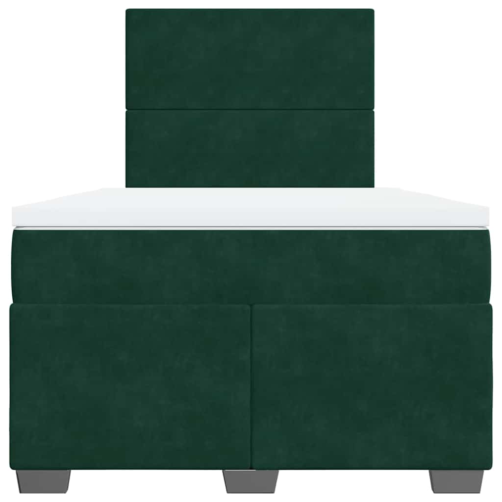 vidaXL Κρεβάτι Boxspring με Στρώμα Σκούρο Πράσινο 120x190εκ. Βελούδινο