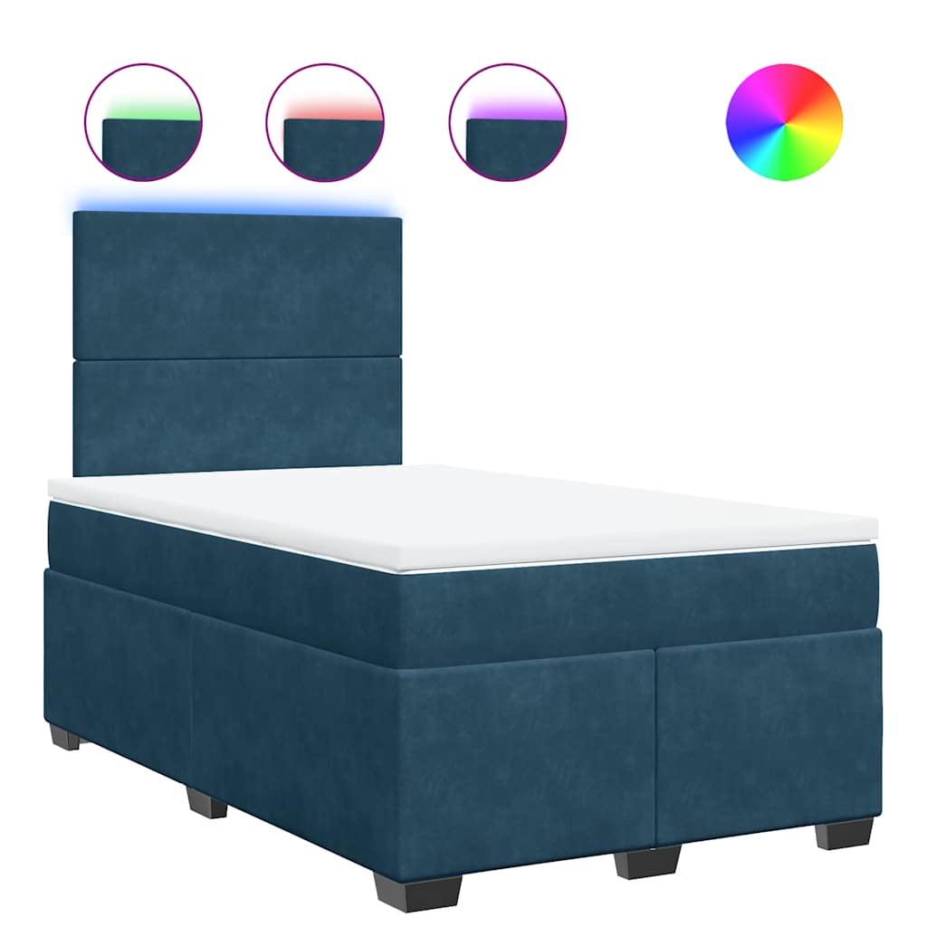 vidaXL Κρεβάτι Boxspring με Στρώμα Μπλε 120x190 εκ. Βελούδινο