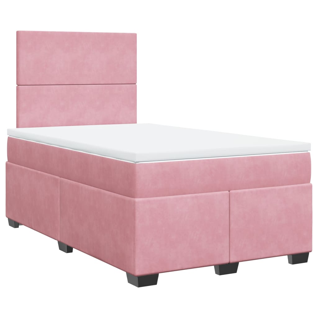 vidaXL Κρεβάτι Boxspring με Στρώμα Ροζ 120x190 εκ. Βελούδινο
