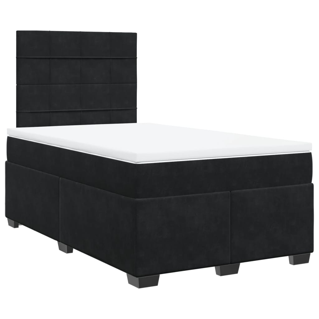 vidaXL Κρεβάτι Boxspring με Στρώμα Μαύρο 120x190 εκ. Βελούδινο