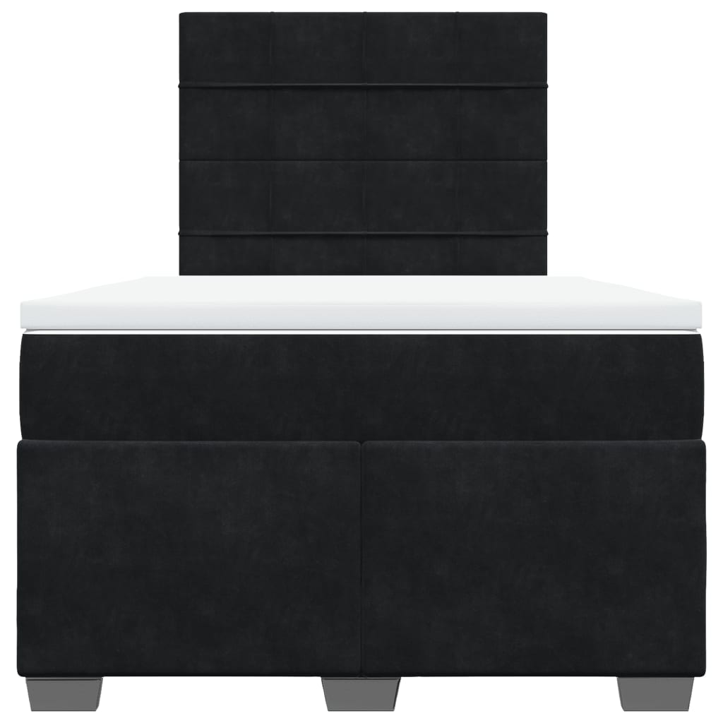 vidaXL Κρεβάτι Boxspring με Στρώμα Μαύρο 120x190 εκ. Βελούδινο