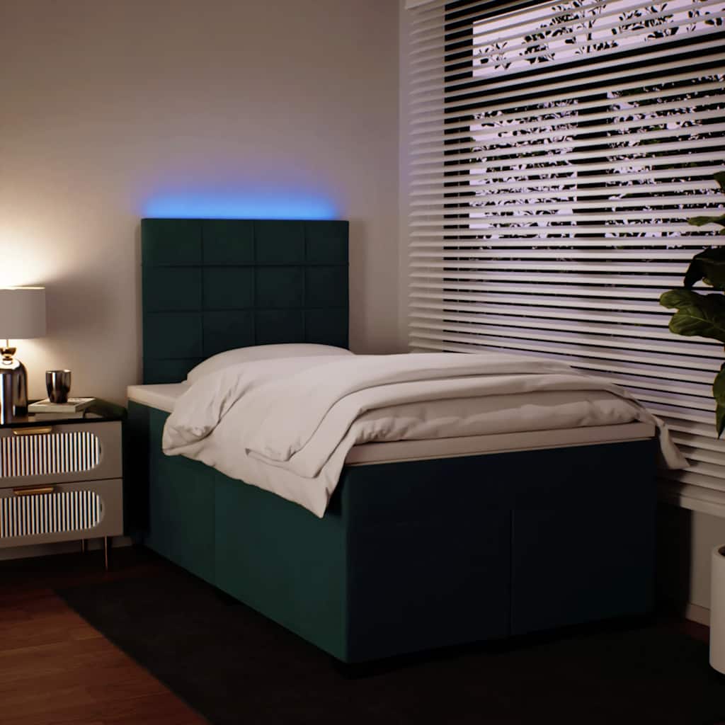 vidaXL Κρεβάτι Boxspring με Στρώμα Σκούρο Πράσινο 120x190εκ. Βελούδινο