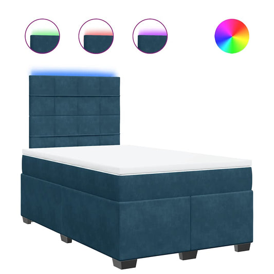 vidaXL Κρεβάτι Boxspring με Στρώμα Μπλε 120x190 εκ. Βελούδινο