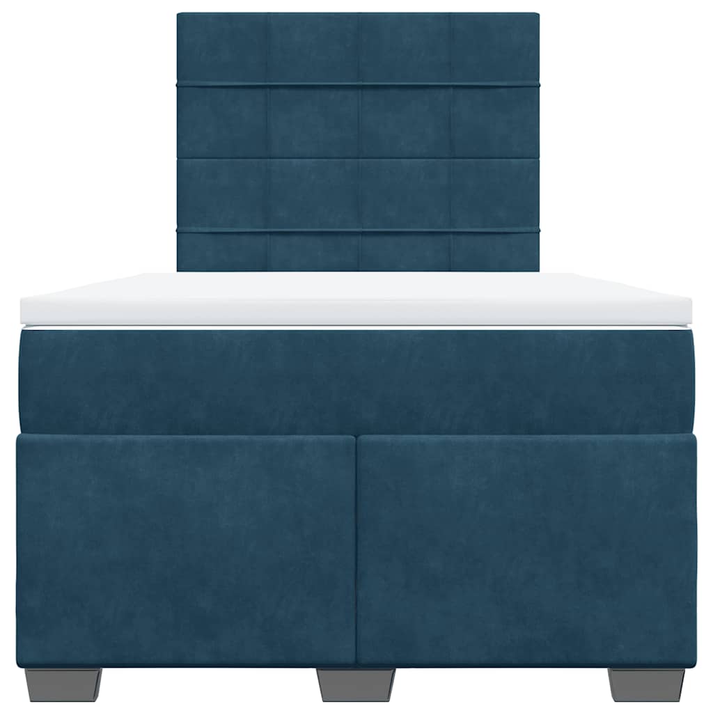 vidaXL Κρεβάτι Boxspring με Στρώμα Μπλε 120x190 εκ. Βελούδινο