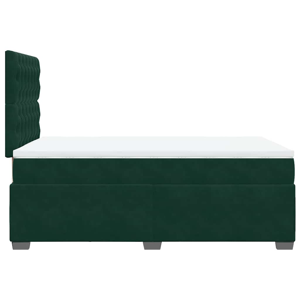 vidaXL Κρεβάτι Boxspring με Στρώμα Σκούρο Πράσινο 120x190εκ. Βελούδινο