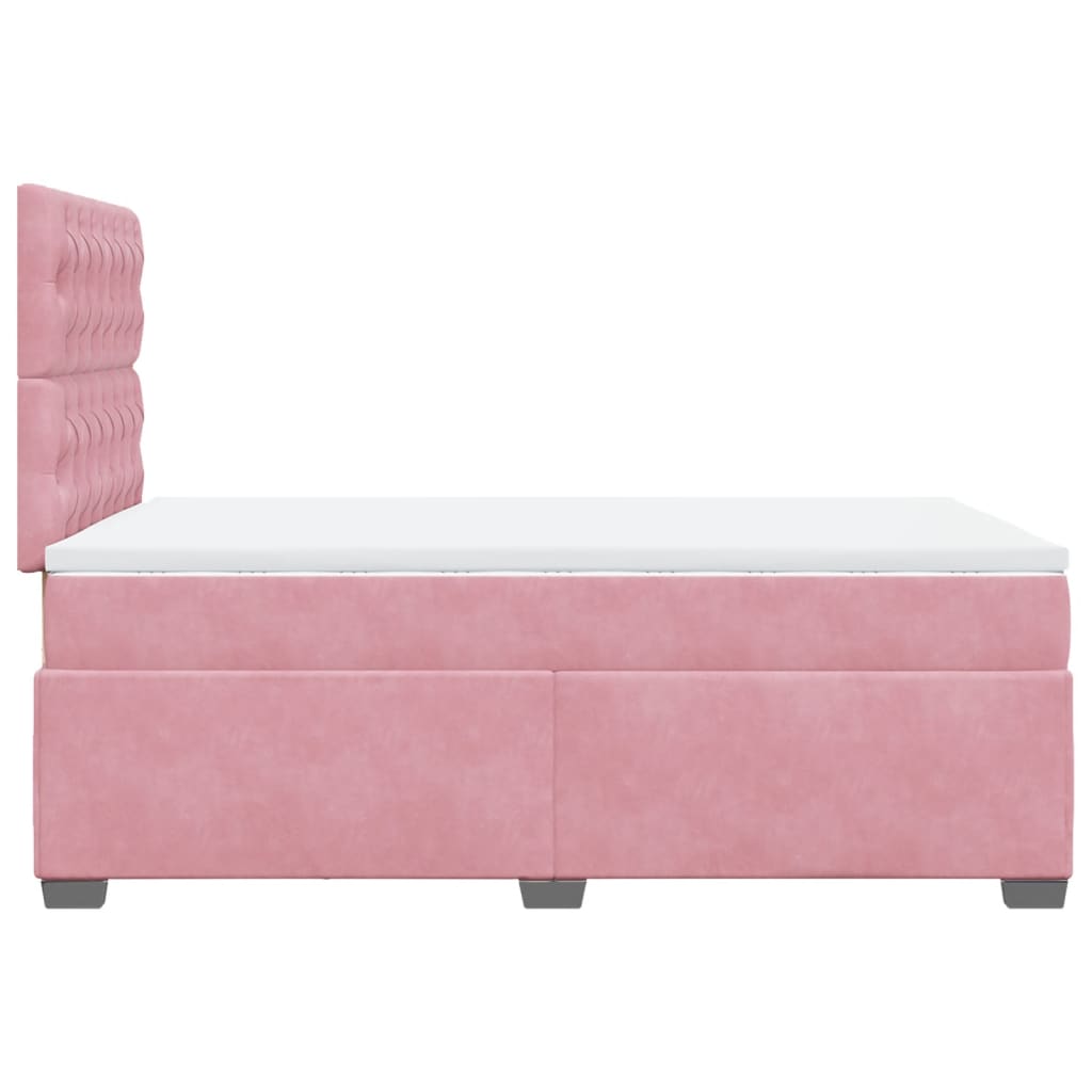 vidaXL Κρεβάτι Boxspring με Στρώμα Ροζ 120x190 εκ. Βελούδινο