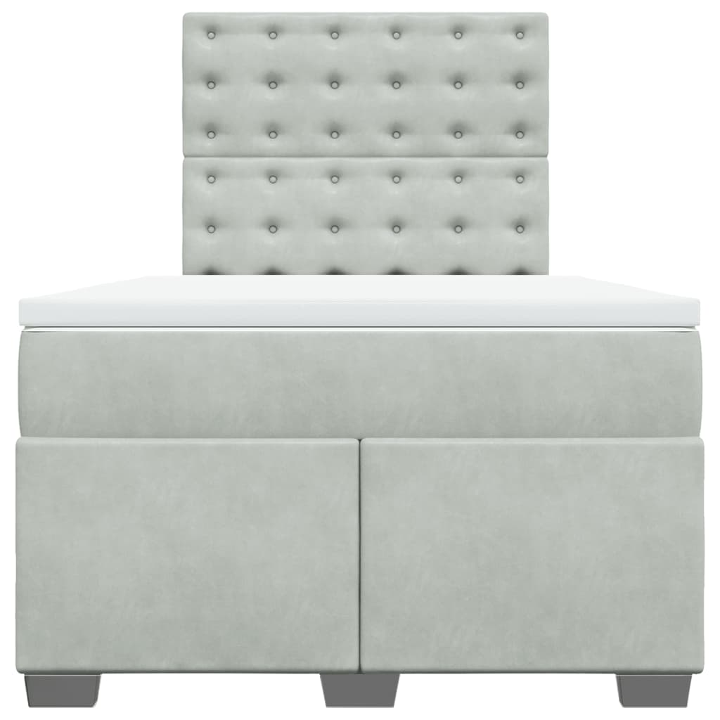 vidaXL Κρεβάτι Boxspring με Στρώμα Ανοιχτό Γκρι 120x190 εκ. Βελούδινο
