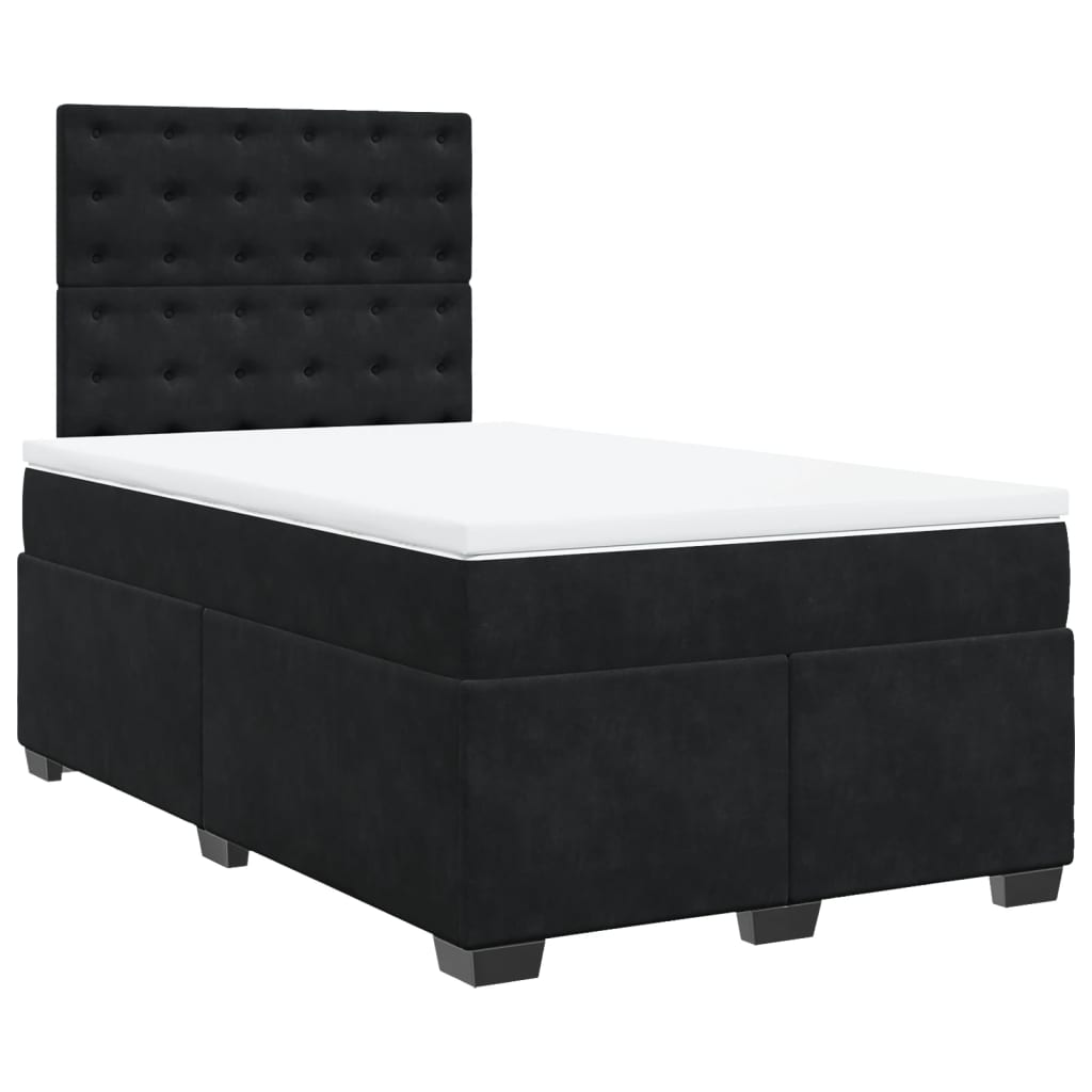 vidaXL Κρεβάτι Boxspring με Στρώμα Μαύρο 120x190 εκ. Βελούδινο