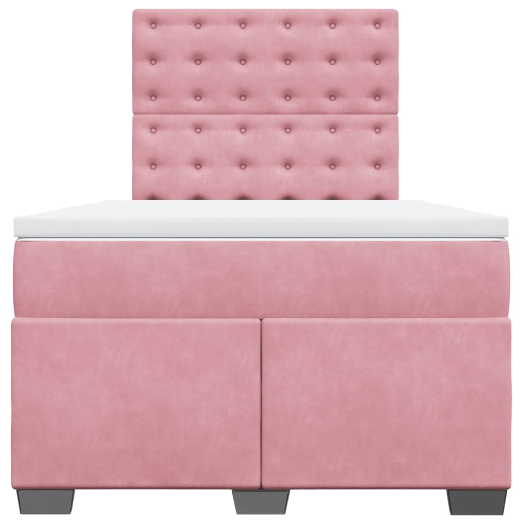 vidaXL Κρεβάτι Boxspring με Στρώμα Ροζ 120x190 εκ. Βελούδινο