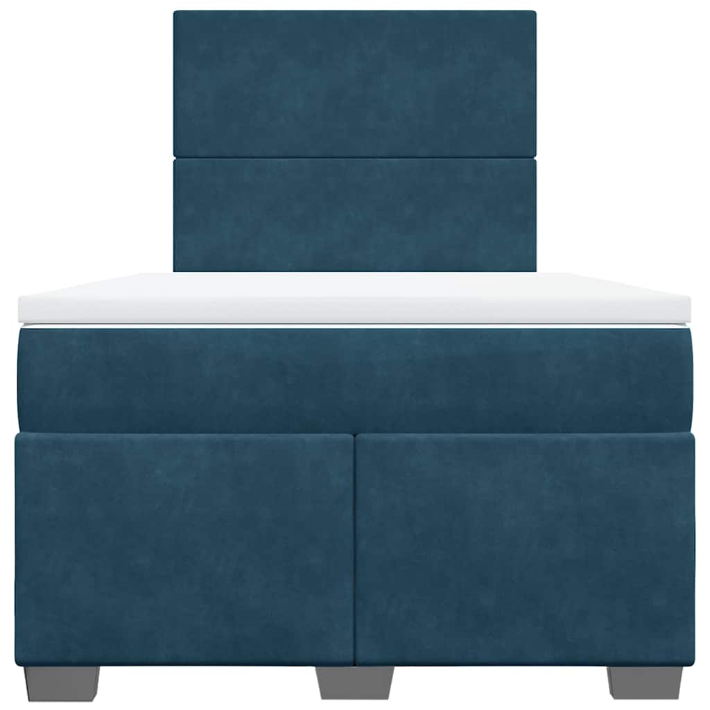 vidaXL Κρεβάτι Boxspring με Στρώμα Μπλε 120x200 εκ. Βελούδινο