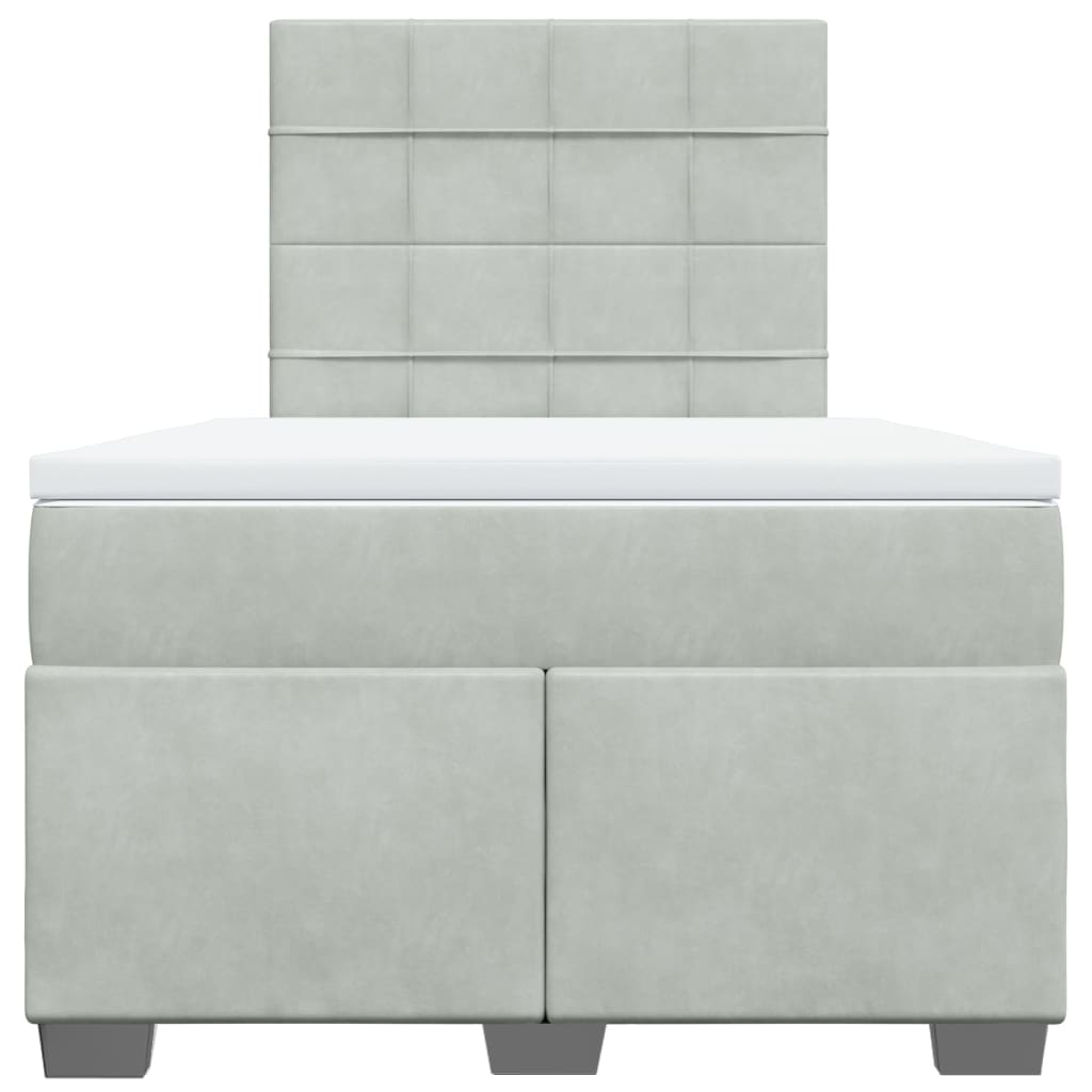 vidaXL Κρεβάτι Boxspring με Στρώμα Ανοιχτό Γκρι 120x200 εκ. Βελούδινο