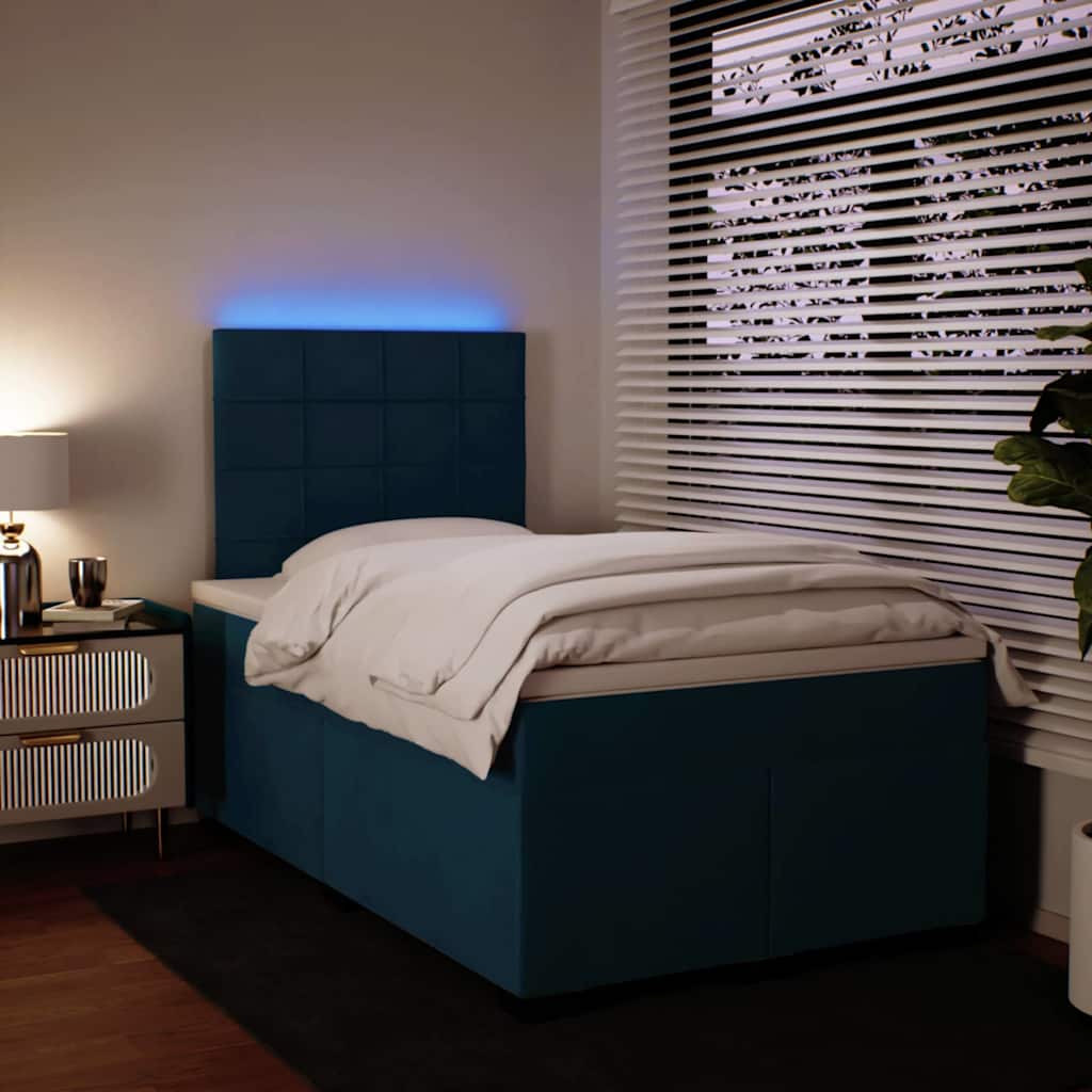 vidaXL Κρεβάτι Boxspring με Στρώμα Μπλε 120x200 εκ. Βελούδινο