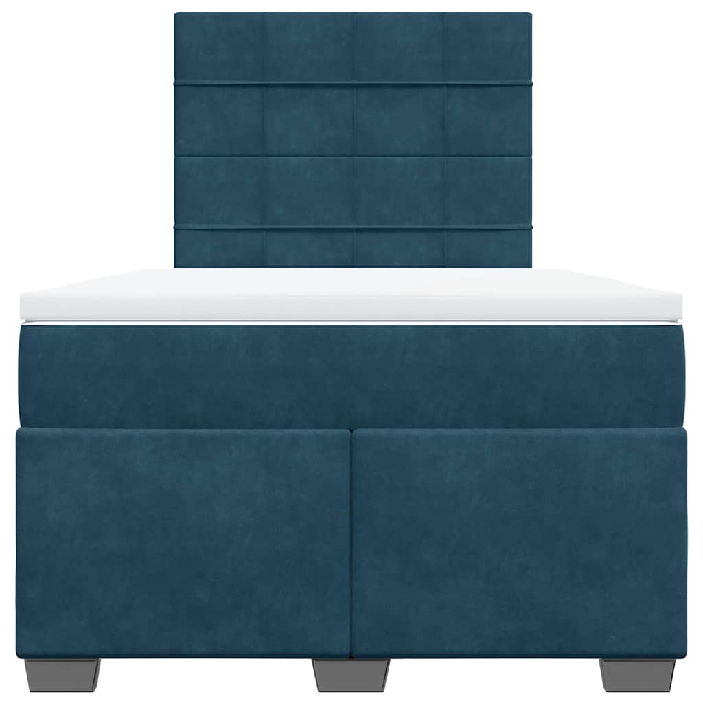 vidaXL Κρεβάτι Boxspring με Στρώμα Μπλε 120x200 εκ. Βελούδινο
